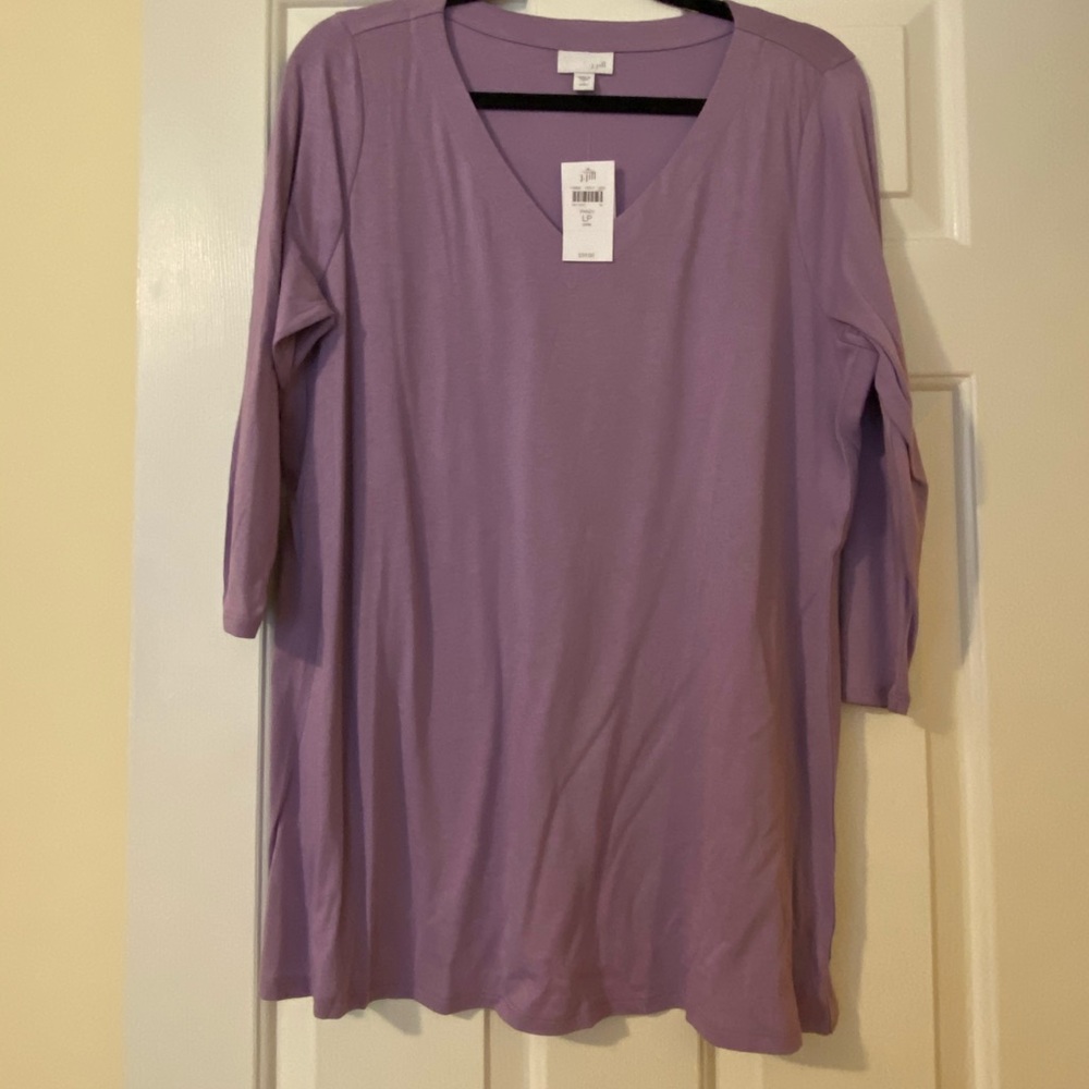 J. Jill V-Neck Tunic 3/4 Sleeve in Pansy Purple